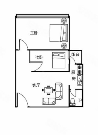 华宇新天大厦2室1厅1卫43.53㎡北49.5万