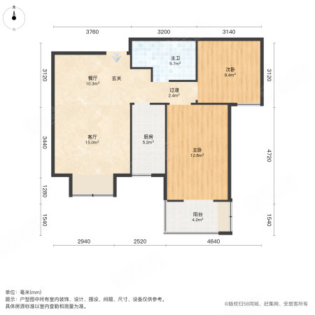 紫韵枫尚2室1厅1卫85.12㎡南65.5万