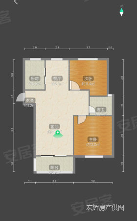 颐谷南苑2室2厅1卫93.46㎡南北330万