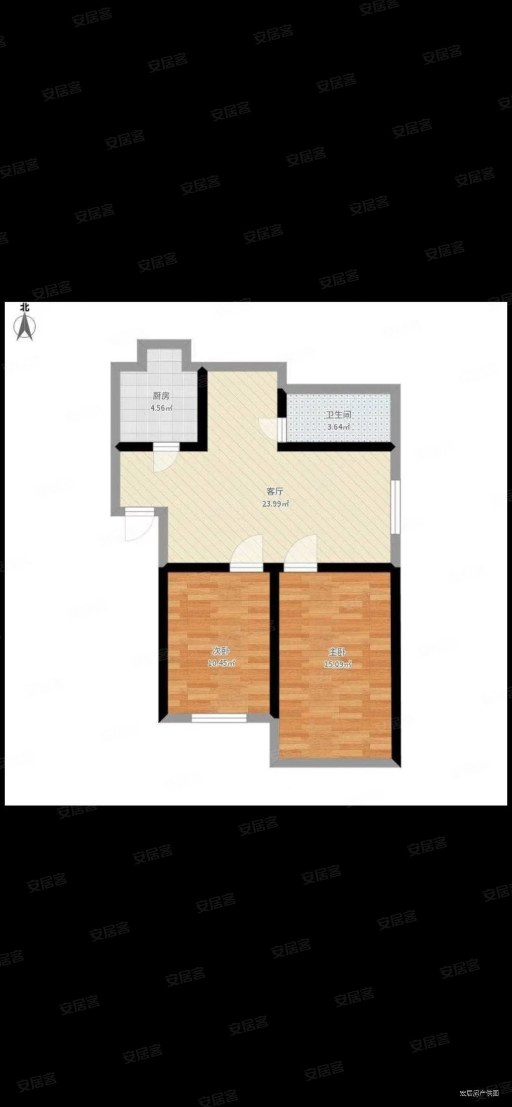 建安一区2室2厅1卫75.6㎡南北36.5万