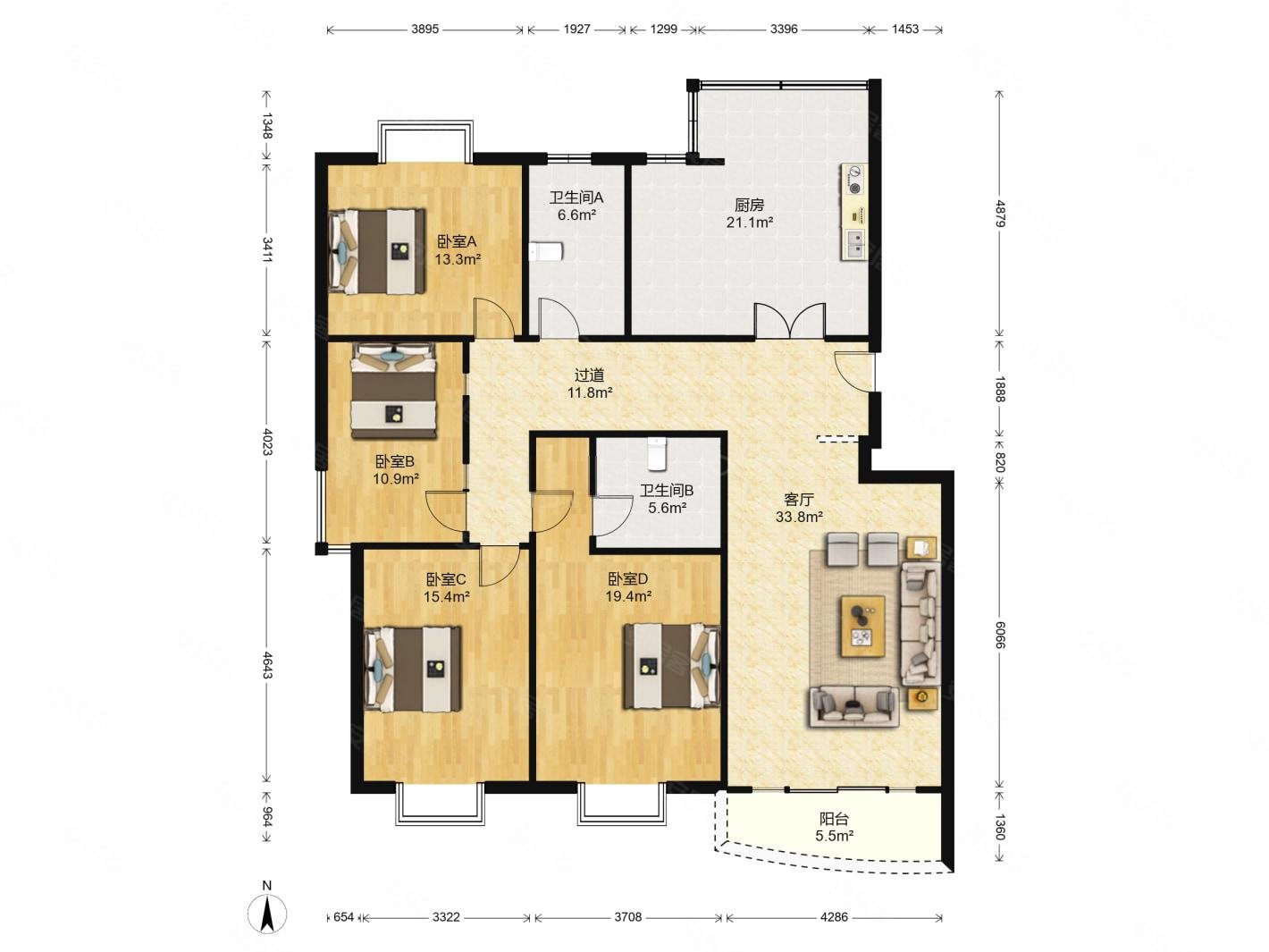 汇林绿洲上林苑 交通便捷 装修好 中间楼层采光好 双卫格局