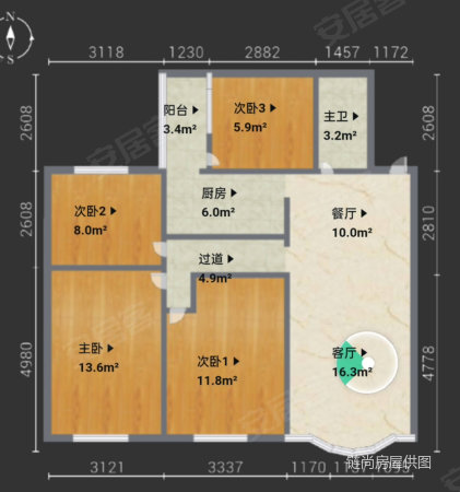 北观五号小区4室2厅2卫130㎡南北23.8万