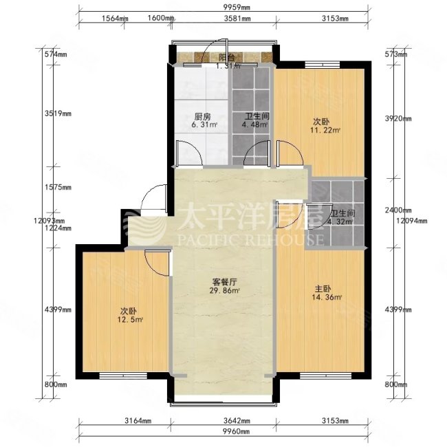 建德花园郁金香苑(公寓住宅)3室2厅2卫122.75㎡南695万