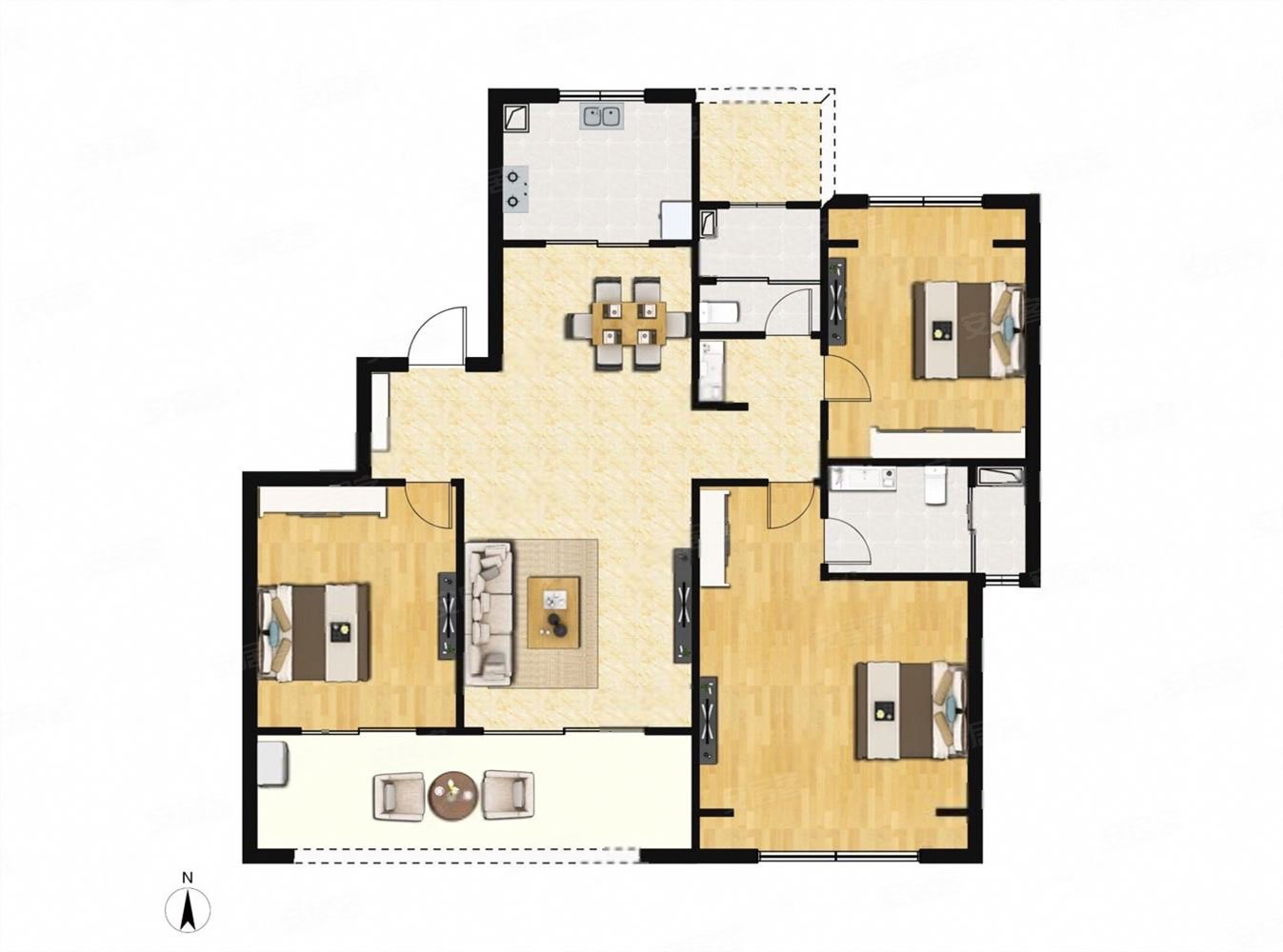 熙镜云庭117平精装3房2厅2卫边户,南北通透,急卖