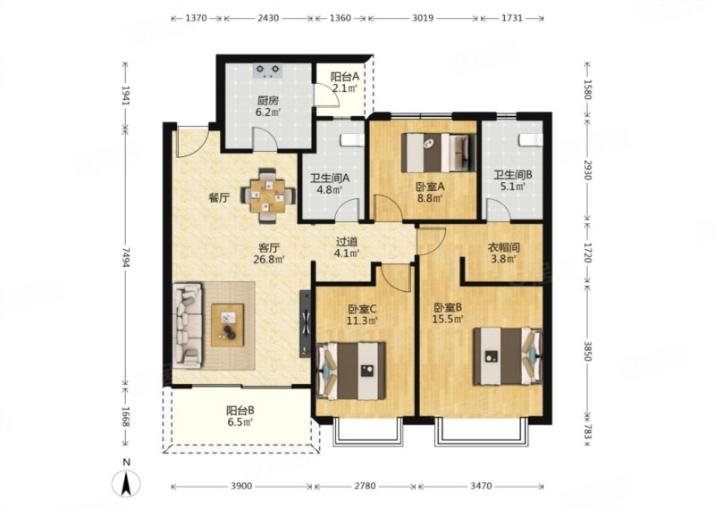 恒大雅苑,房子采光好,通透户型