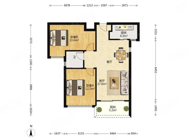 珠海横琴横琴口岸华发首府华发首府 2室2厅1卫 4500.