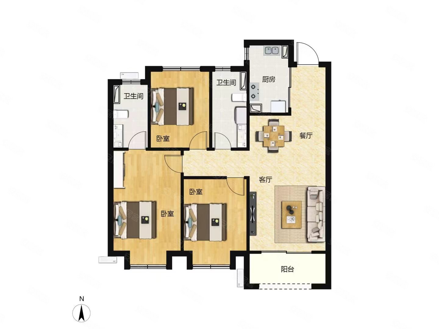 商品房 居住密度低 双卫 次新房 南北通透 可拎包入住,绿城中正诚园
