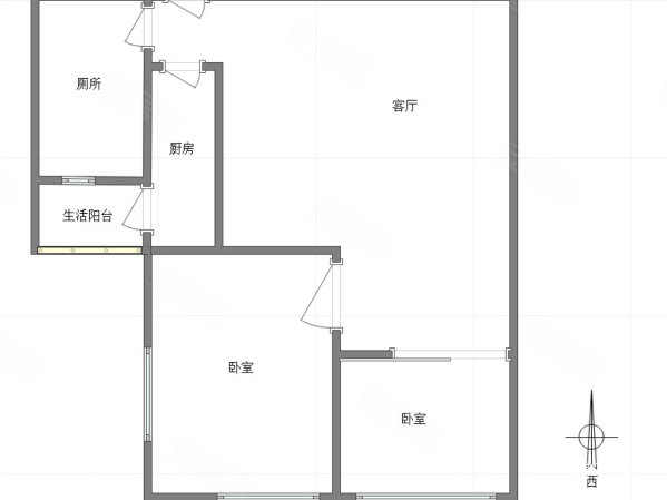 北回归线2室1厅1卫51.9㎡南北65万