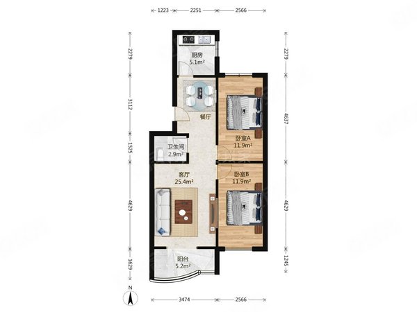 北京房山良乡罗府家园整租  良乡  罗府家园  2室1厅出租房源真实图片