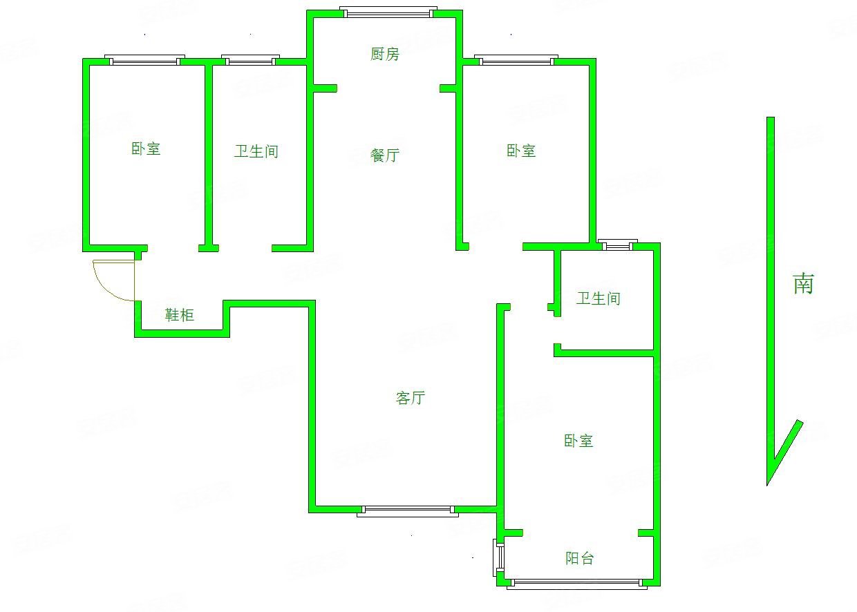 翡翠庄园3室1厅1卫112㎡南北80万