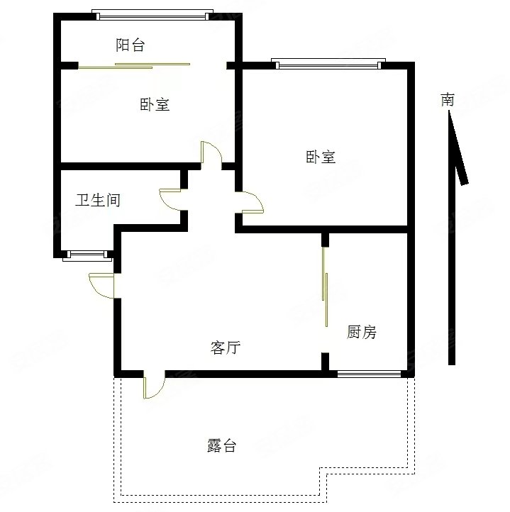 联兴兴河湾B区2室1厅1卫52.29㎡南北24万