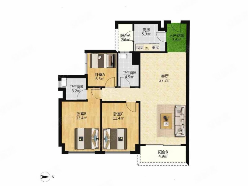 大良新城区 装修好 小三居 带电梯 朝南 小区新 商品房,碧桂园凤凰湾