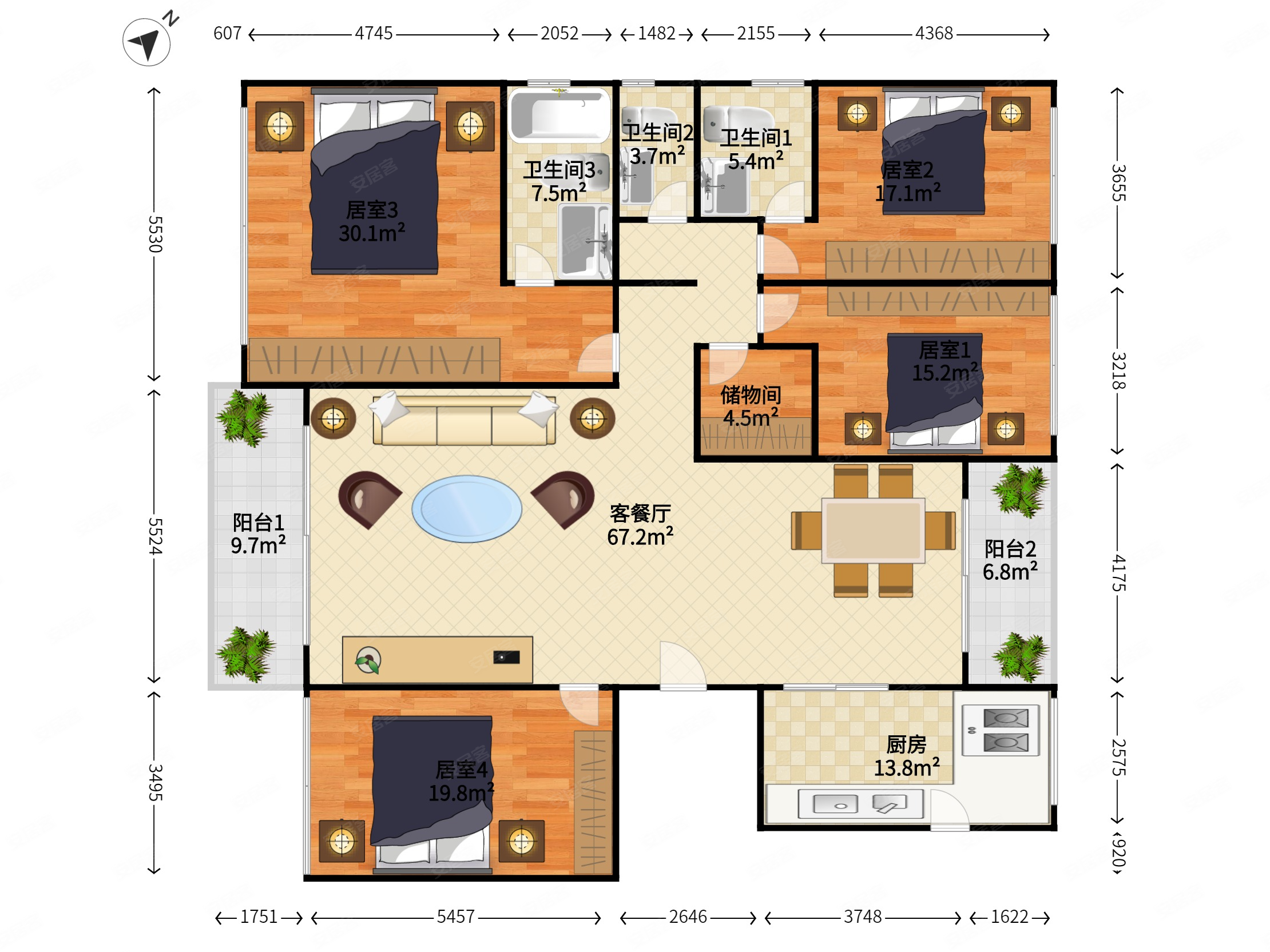 前海时代二期小高层南北通透户型211平四房小区单价
