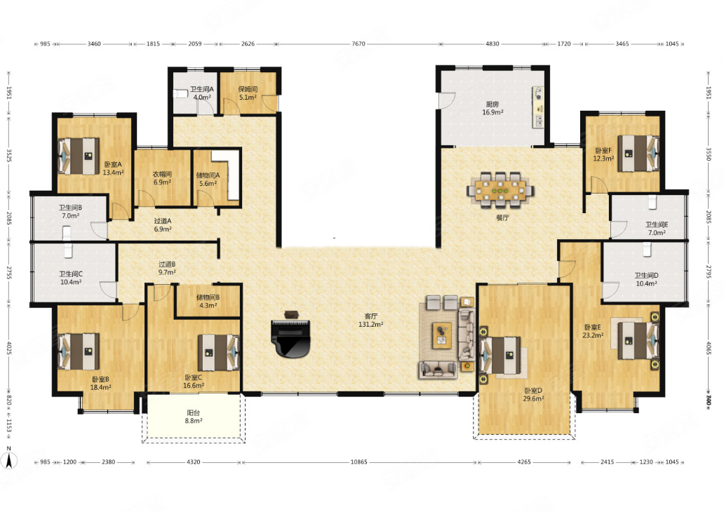 周围地段繁华 生活便利 次新小区大平层,蓝鼎星河府二手房,750万,9室3