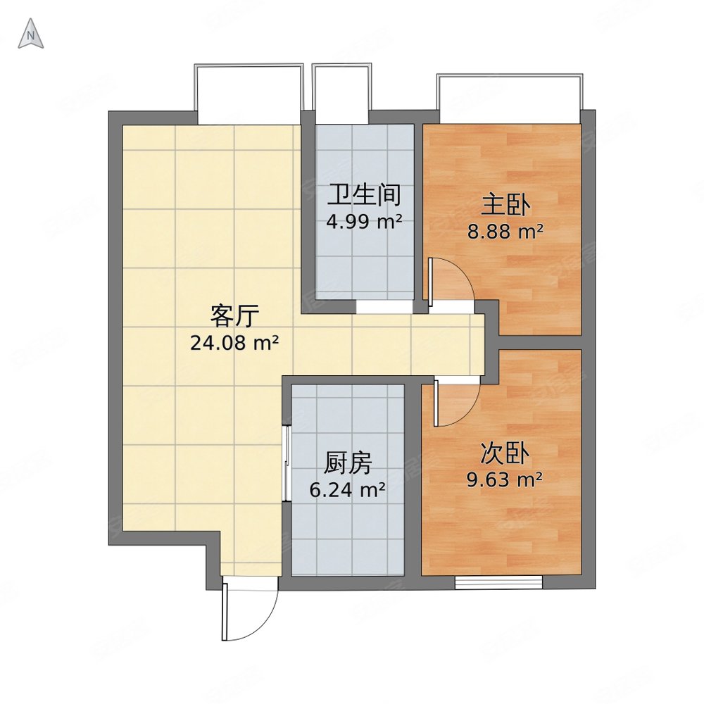 自由人花园|广花路2室2厅1卫87.78平方米