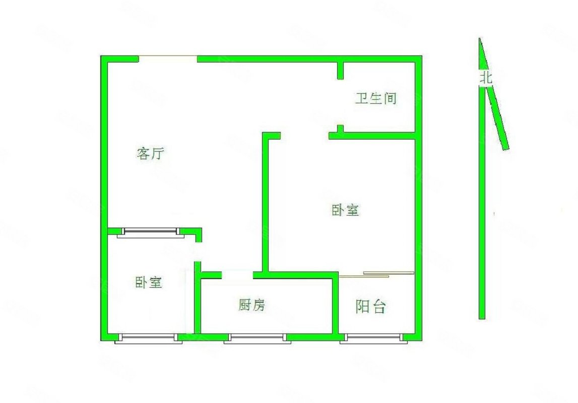 秀兰城市绿洲北区2室1厅1卫58.32㎡南63万