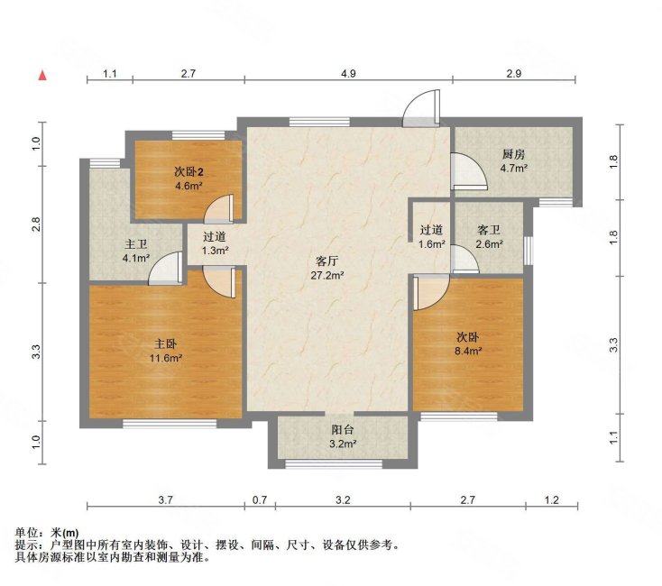 合景誉峰3室2厅2卫96㎡南北160万