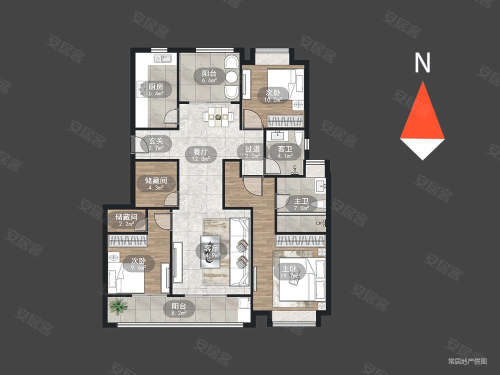 洋房品质小区绿城江南里中式风格3室2卫毛坯现房