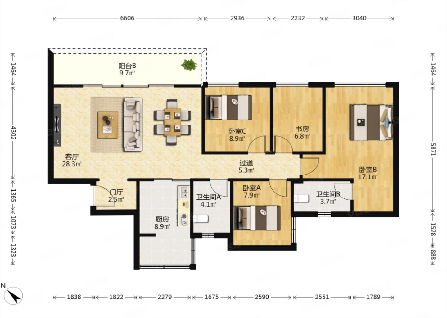 交通便利 中间好楼层 临地铁 次新小区,中南云樾二手房,228万,4室2厅