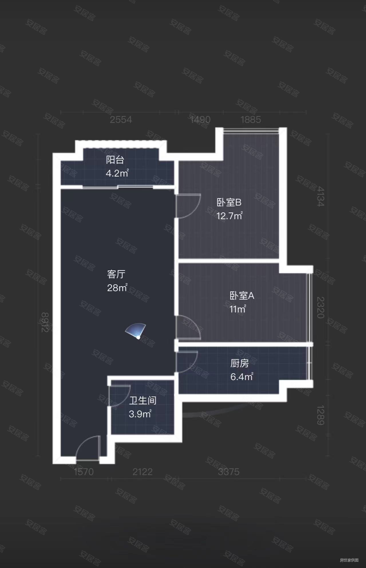 森基美好园2室2厅2卫83.55㎡南北125万