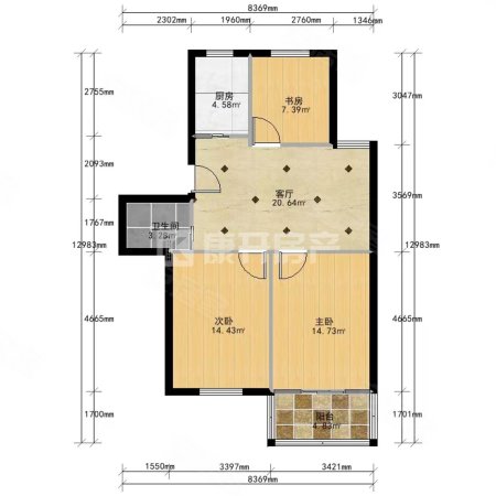 育秀一区4室1厅2卫87㎡南北168万