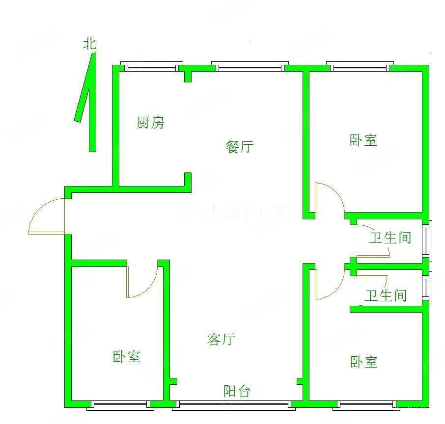 华商金岸3室2厅2卫132㎡南84万