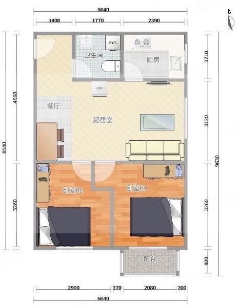 次渠嘉园五区2室1厅1卫78㎡东南210万