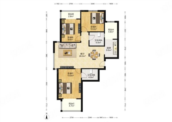 外滩一号3室2厅2卫125.6㎡西南137.5万