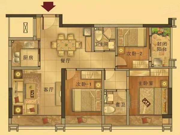 星湖城 3房128平 环境宽敞通透 温馨舒适出租房源真实图片