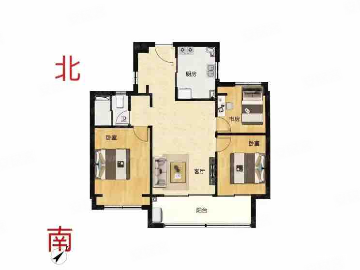 四季都会繁星启荣万满芳庭3室2厅1卫89㎡南399万