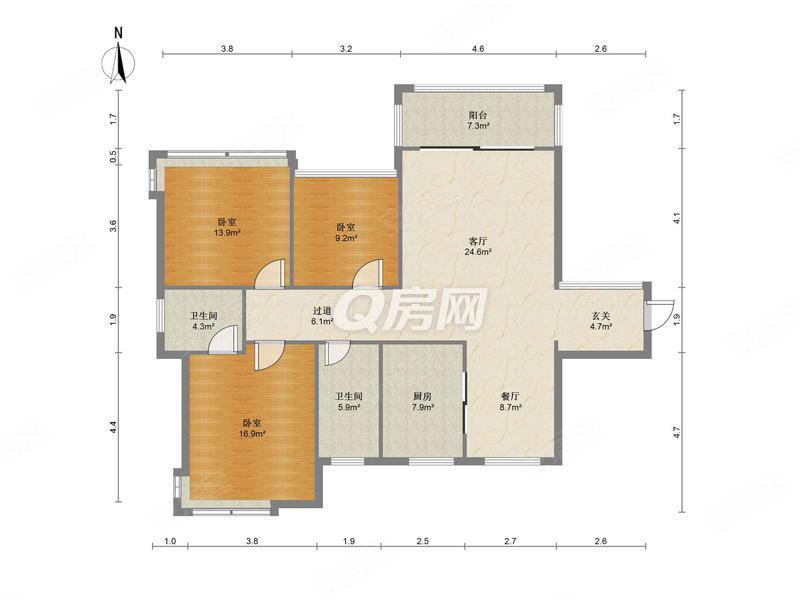 信汇上品苑3室2厅2卫89㎡南北102万