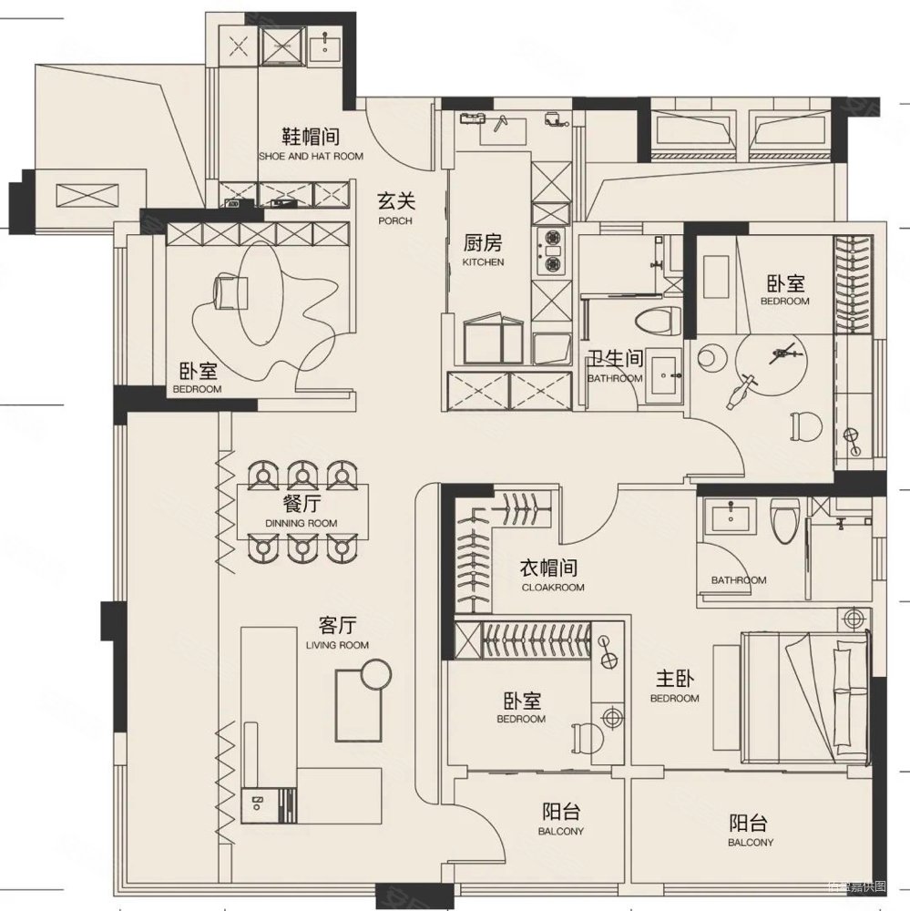 中海寰宇天下c区4室2厅2卫139㎡南北585万