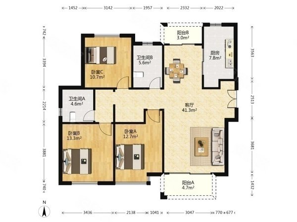 上海普陀中远两湾城中远两湾城(一期)精装电梯3房 南北通透 景观楼层