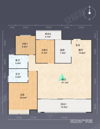 万兴滨江府3室2厅2卫141㎡南北99万