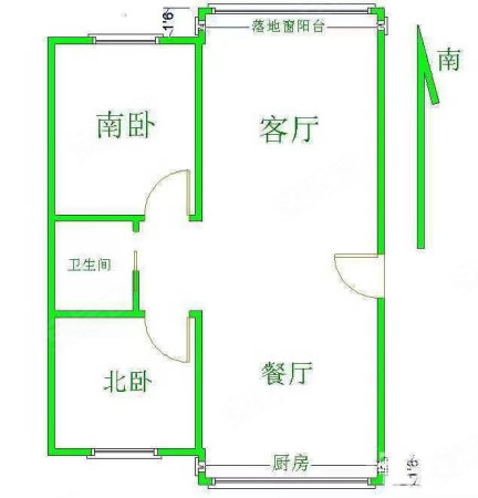 亨通花园2室1厅1卫53㎡南北19.8万