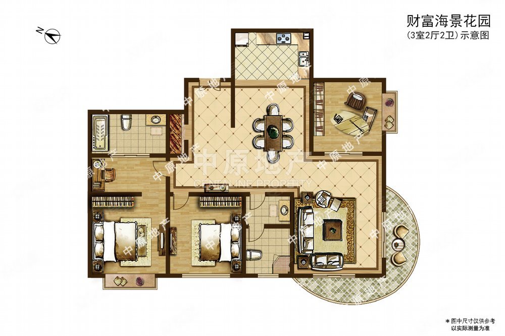 财富海景花园3室2厅2卫184.99㎡南3300万