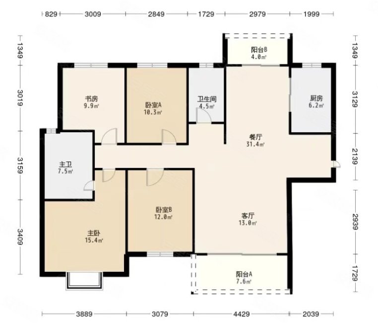 恒大御景半岛3室2厅2卫116㎡南北178万