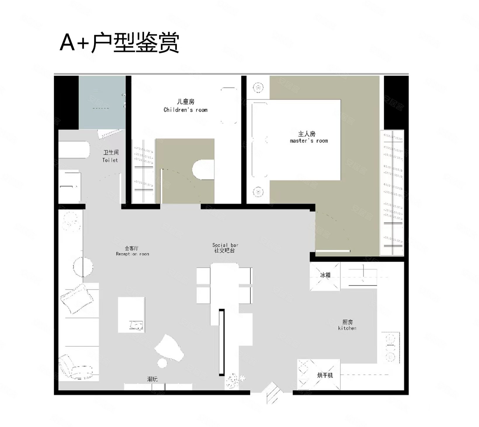 嘉汇国际广场2室2厅1卫63㎡南268万