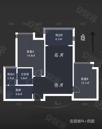 翠湖苑2室2厅1卫82.84㎡南北93万