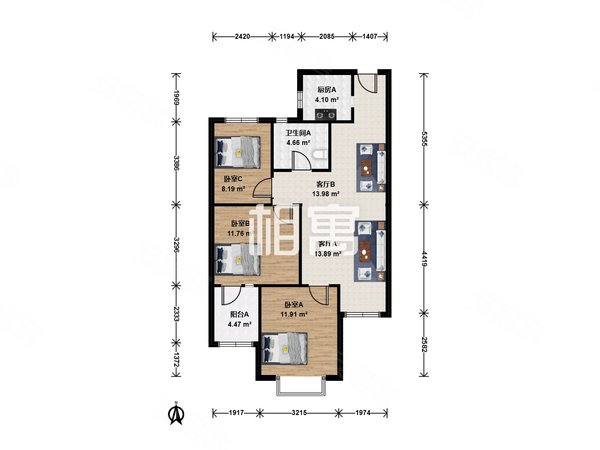 杭州萧山北干顺发堤香名苑堤香名苑 整租3房,近萧山宝龙,博奥路5号线