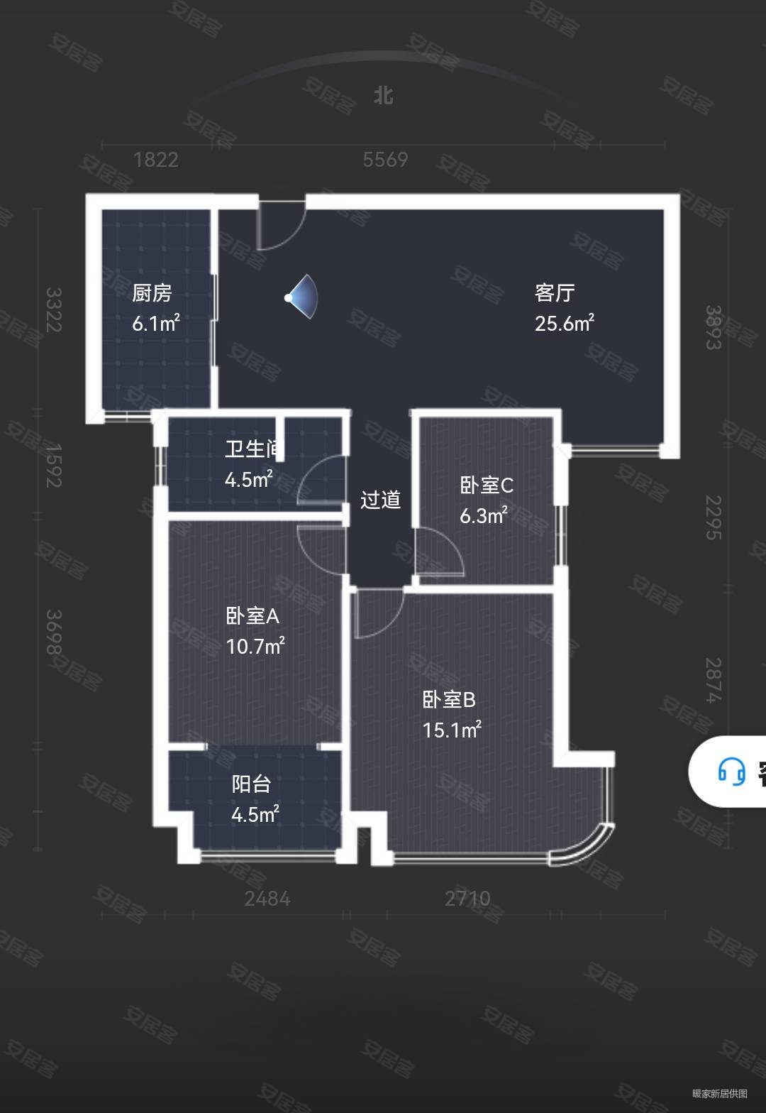 中铁沣河湾3室2厅1卫96.63㎡南110万
