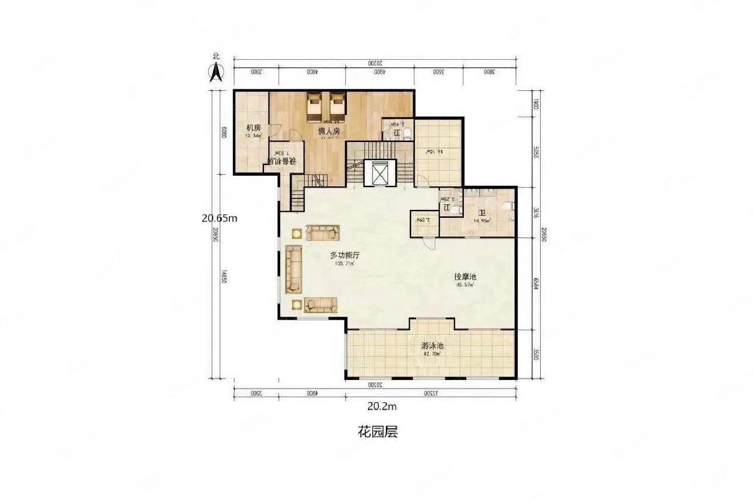丽宫别墅5室3厅5卫1057㎡南北7000万
