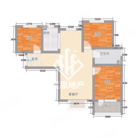 龙门印象城3室2厅1卫93㎡南北73万