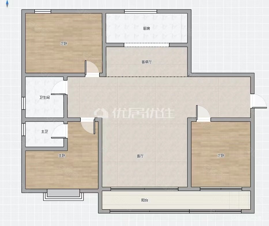 龙域华都二期3室2厅2卫127㎡南北98万