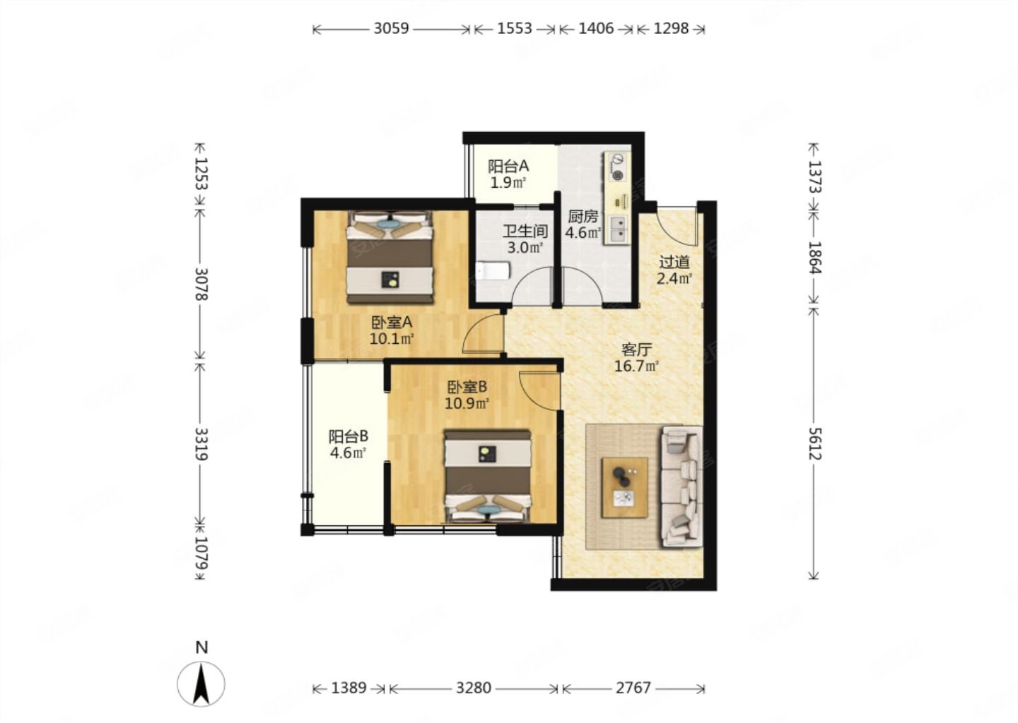 西安中学旁 地铁口 两室小户型  刚需   小区环境好