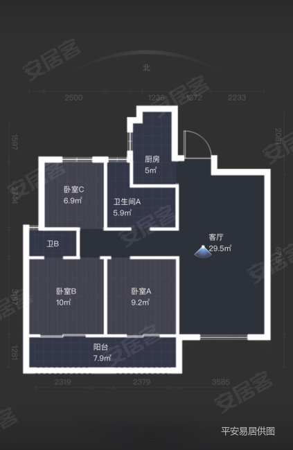 尚悦园3室2厅2卫103㎡南北173万