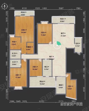 东盛华府4室2厅3卫215㎡南北85万