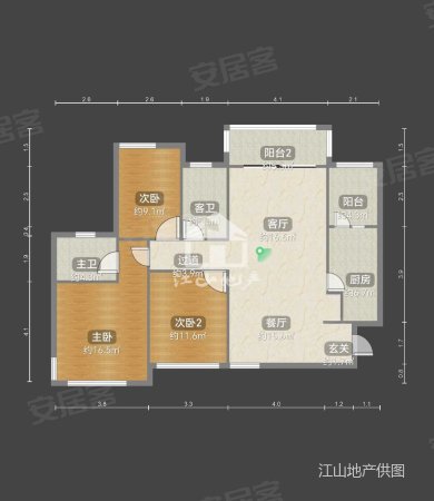 瀚林新城3室2厅2卫89.18㎡南95万