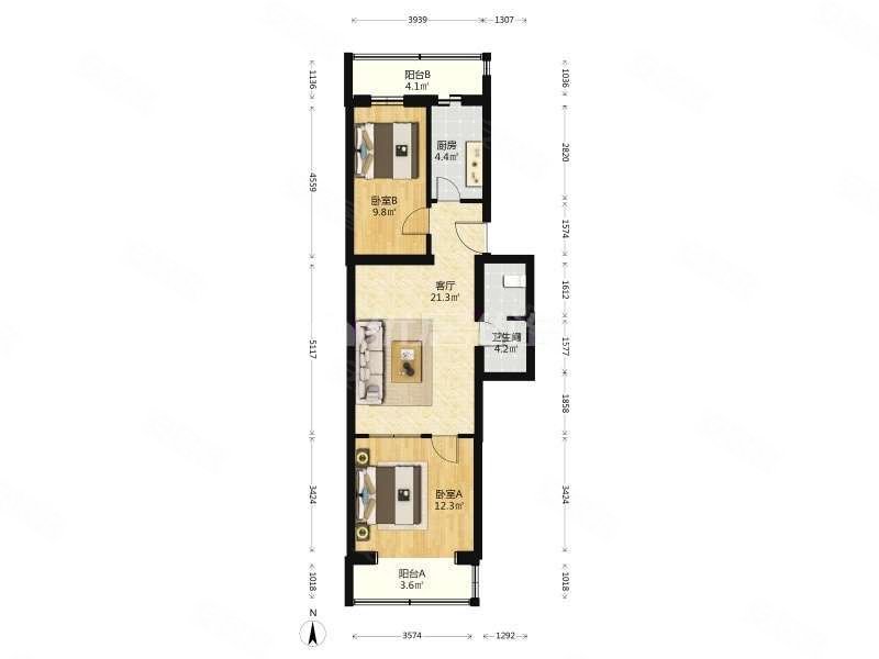 南北通透 77平 精装 2室 清和园 房东急置换 2