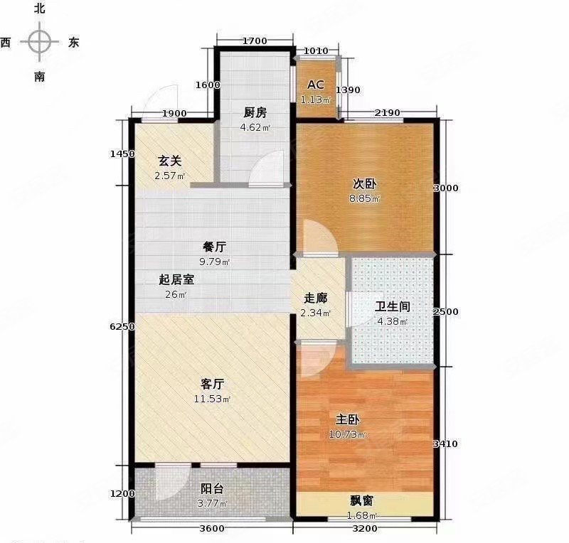 廊坊孔雀城大学里(商住楼)2室2厅1卫72㎡南北36万